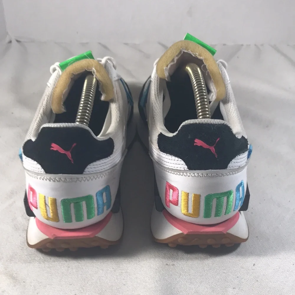 Puma Mens Future Rider Finish White Fluorescent Pink Sneakers Size 10